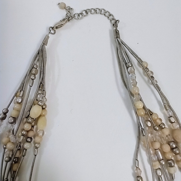 Multi Strand Mixed Color Beaded Necklace 16" L - Picture 2 of 3